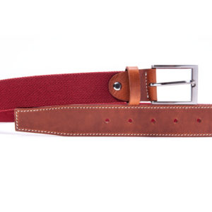 Cinturón de lona con cuero rojo